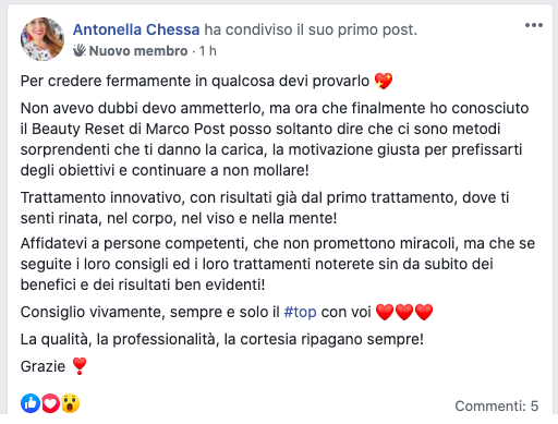 Recensione cliente Marco Post